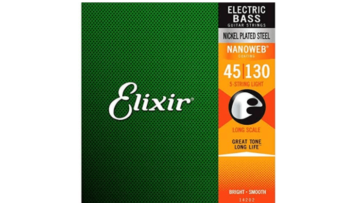 Elixir Strings Nickel Plated Steel 5-String Bass Strings with NANOWEB Coating