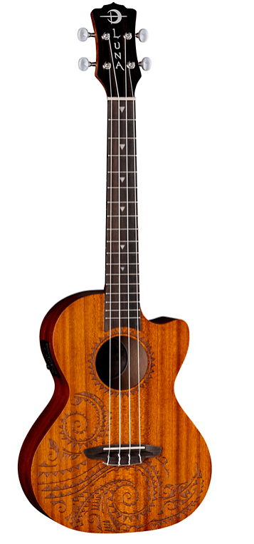Luna Guitars Tattoo Mahogany Tenor Acoustic-Electric Ukulele | Guitar Center
