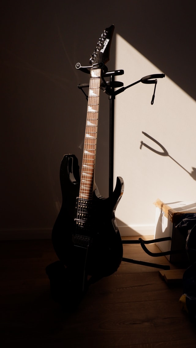guitar on a stand