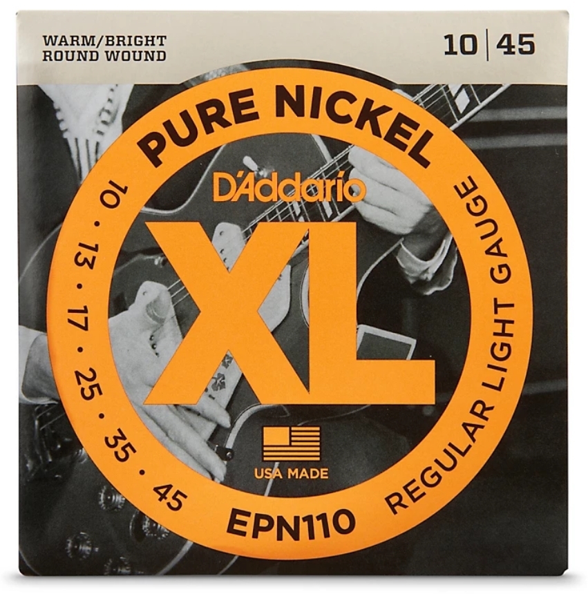 D'Addario EPN110 Pure Nickel Electric Guitar Regular Light Strings