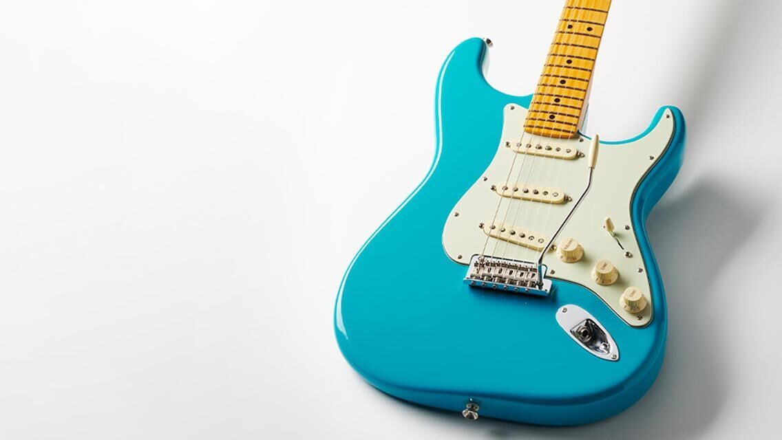 blue white guitar