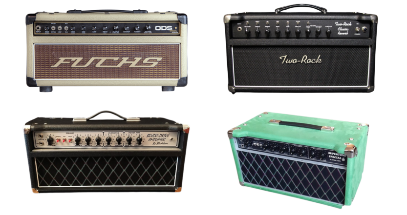 Fuchs ODS, Two Rock Classic Reverb, Bludotone Bludo Drive, and Atom Amps Supertone Special