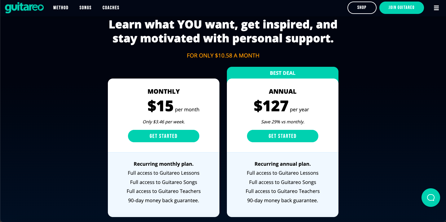 guitareo pricing