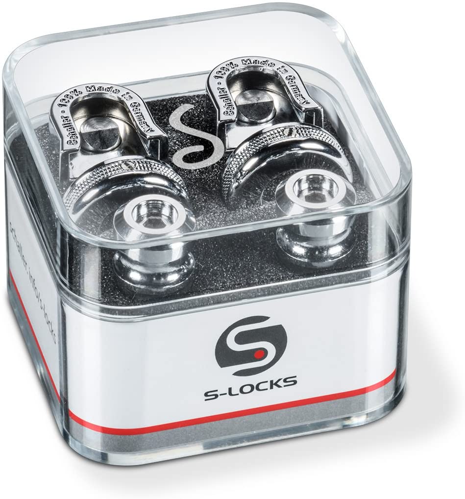 Schaller S Locks Guitar Strap Locks and Buttons (Pair) Chrome