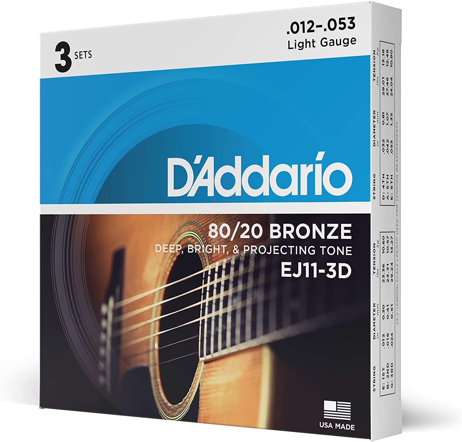 D'Addario 80/20 Light 12-53 Guitar Strings