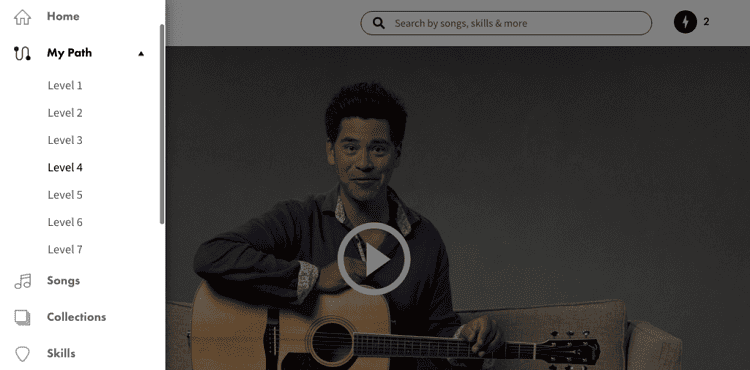 fender play sidebar menu