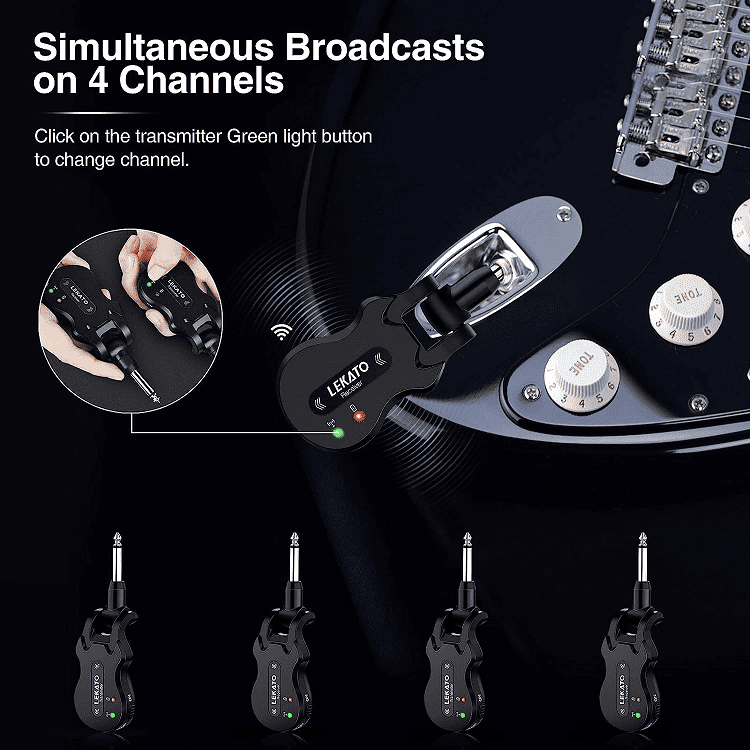 lekato 5.8ghz wireless guitar system 4 channels